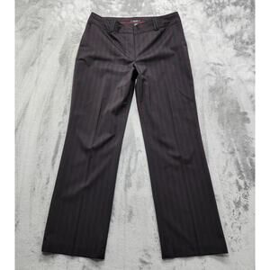 Alfani Pants Womens 12 Black Red Striped Wide Leg Trousers Stretch Preppy Office